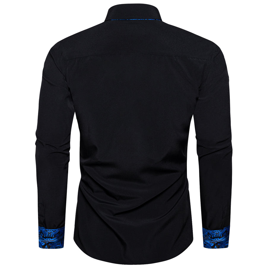 Blue Black Paisley Edge Dress Shirt shirt    - Sophisticated Gentlemen
