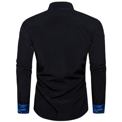 Blue Black Paisley Edge Dress Shirt shirt    - Sophisticated Gentlemen
