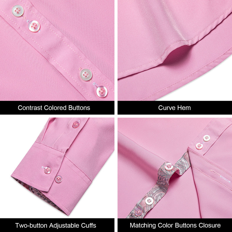 Splicing Style Pink With Pink Paisley Edge Dress Shirt shirt    - Sophisticated Gentlemen