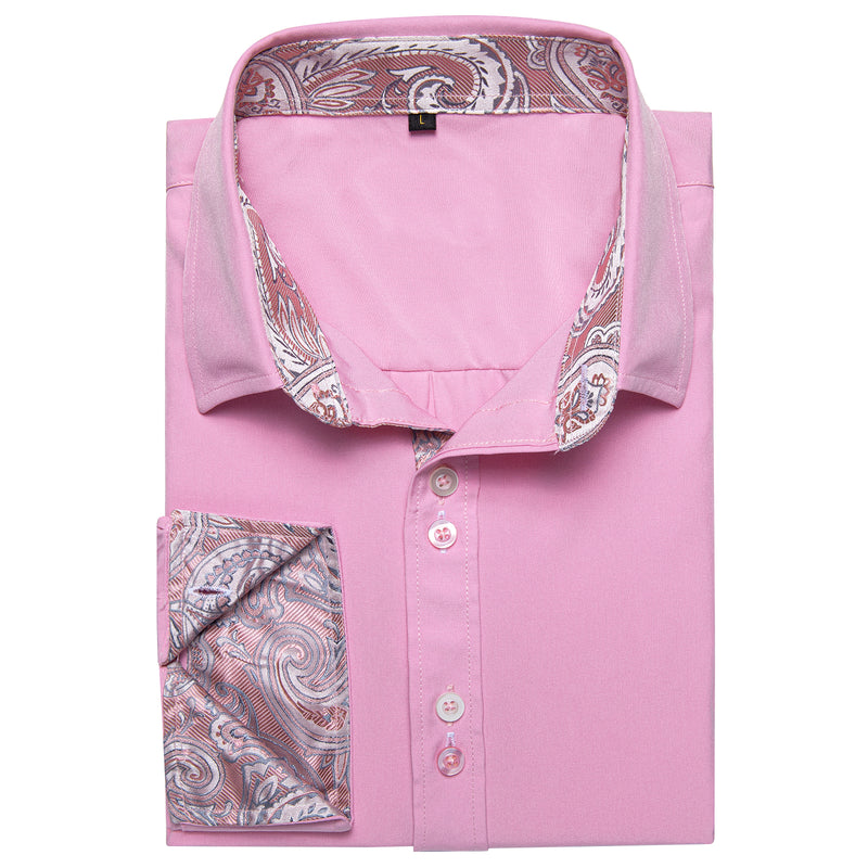 Splicing Style Pink With Pink Paisley Edge Dress Shirt shirt    - Sophisticated Gentlemen