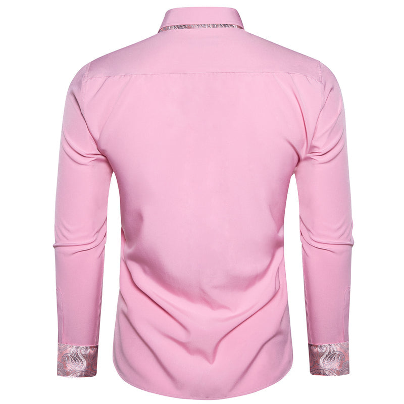 Splicing Style Pink With Pink Paisley Edge Dress Shirt shirt    - Sophisticated Gentlemen