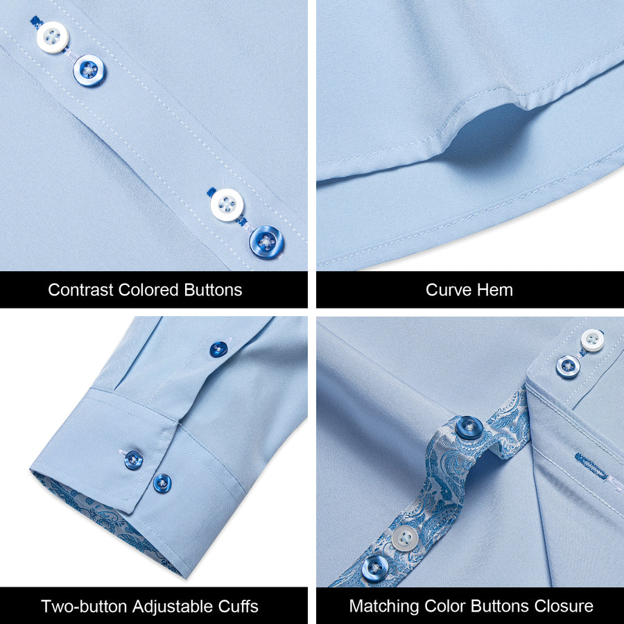 Baby Blue Paisley Edge Dress Shirt shirt    - Sophisticated Gentlemen