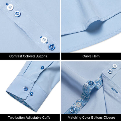 Baby Blue Paisley Edge Dress Shirt shirt    - Sophisticated Gentlemen
