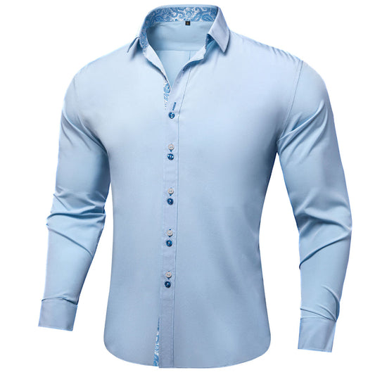 Baby Blue Paisley Edge Dress Shirt shirt S   - Sophisticated Gentlemen
