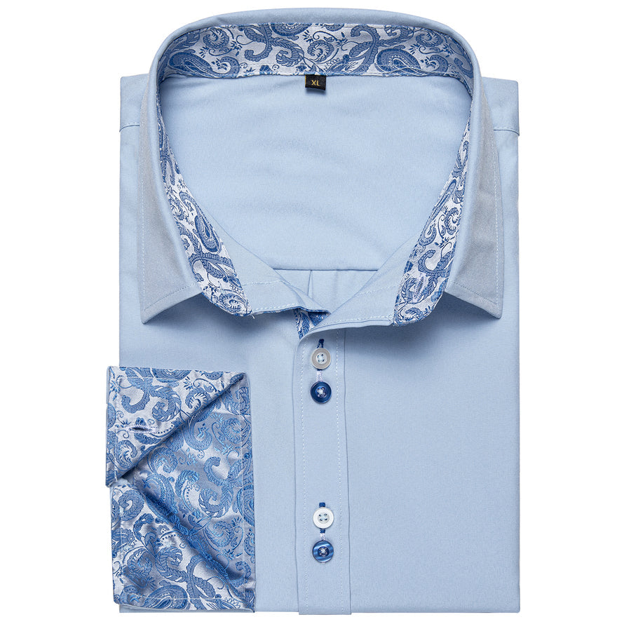 Baby Blue Paisley Edge Dress Shirt shirt    - Sophisticated Gentlemen