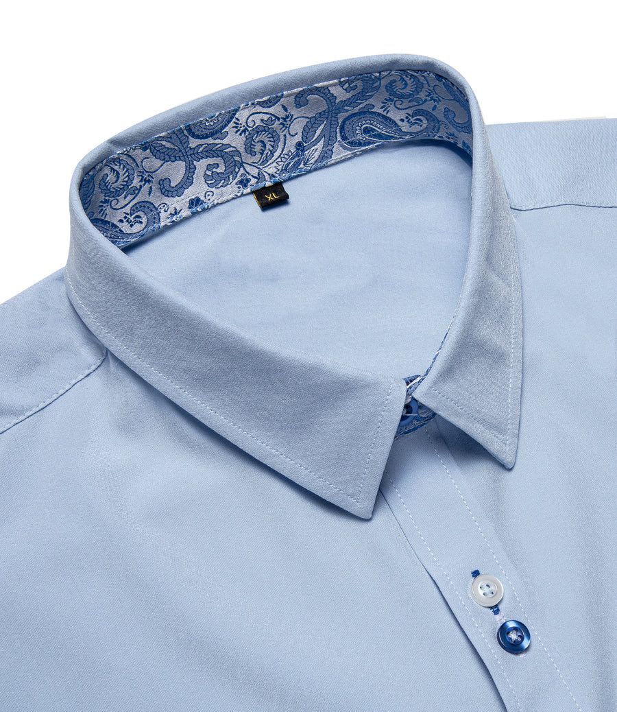 Baby Blue Paisley Edge Dress Shirt shirt    - Sophisticated Gentlemen