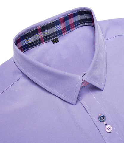 Splicing Style Purple With Blue Plaid Edge Dress Shirt shirt    - Sophisticated Gentlemen