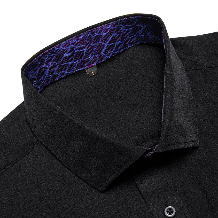 Black With Purple Novelty Edge Dress Shirt shirt    - Sophisticated Gentlemen