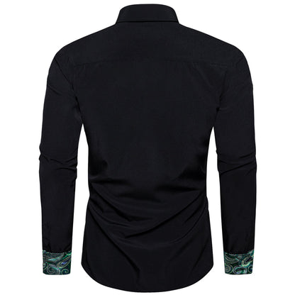 Black With Green Paisley Edge Dress Shirt shirt    - Sophisticated Gentlemen