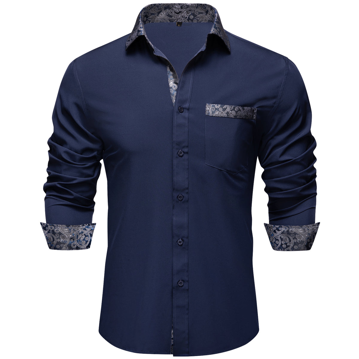 Blue Shirt With Paisley Accent shirt S   - Sophisticated Gentlemen