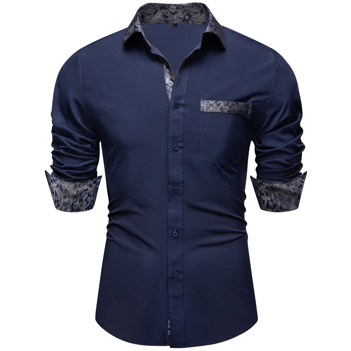 Blue Shirt With Paisley Accent shirt    - Sophisticated Gentlemen