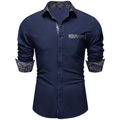 Blue Shirt With Paisley Accent shirt    - Sophisticated Gentlemen