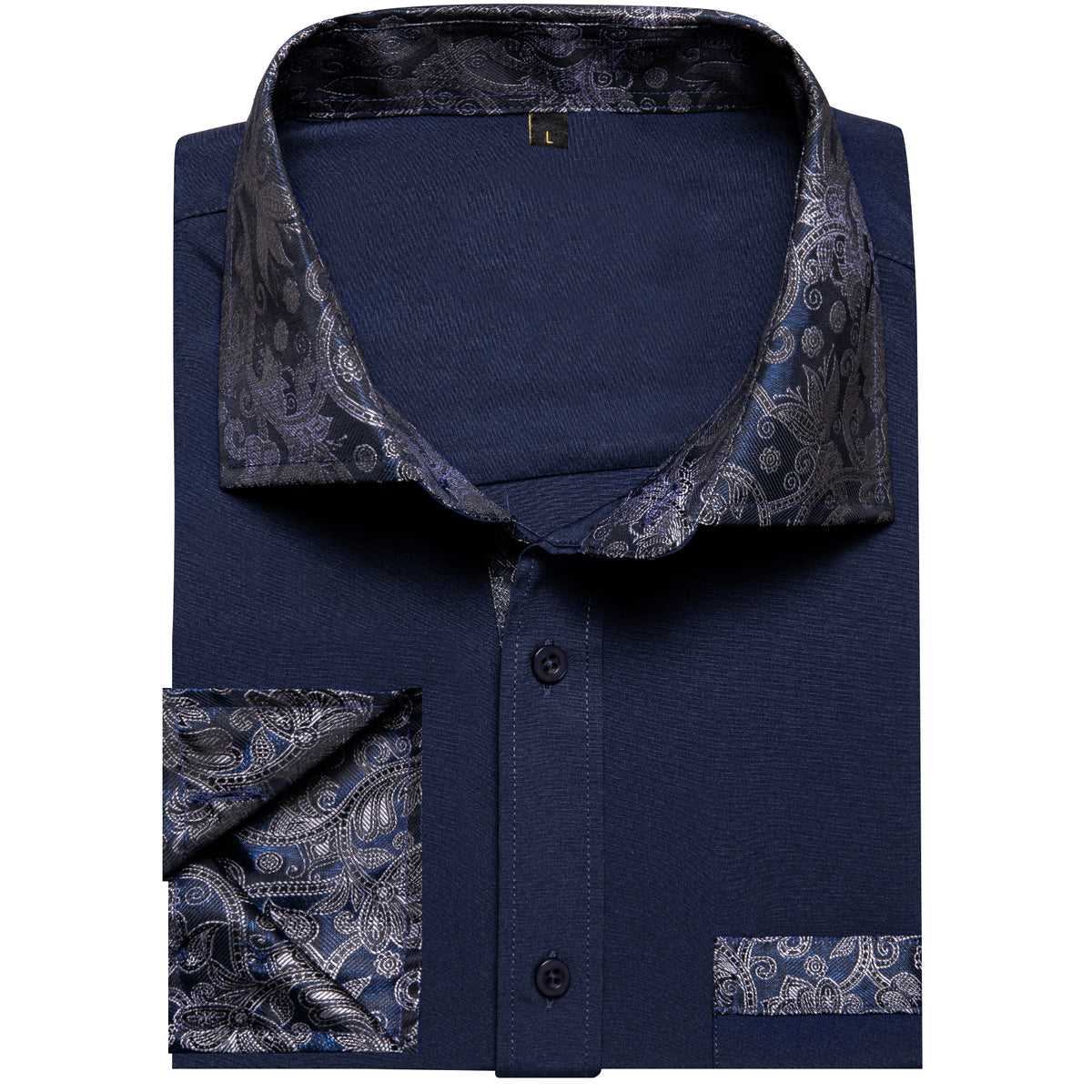 Blue Shirt With Paisley Accent shirt    - Sophisticated Gentlemen