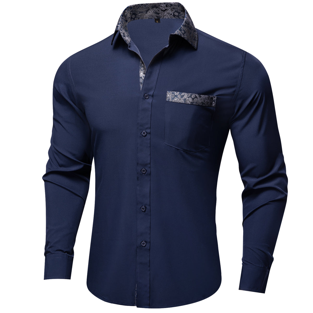 Blue Shirt With Paisley Accent shirt    - Sophisticated Gentlemen