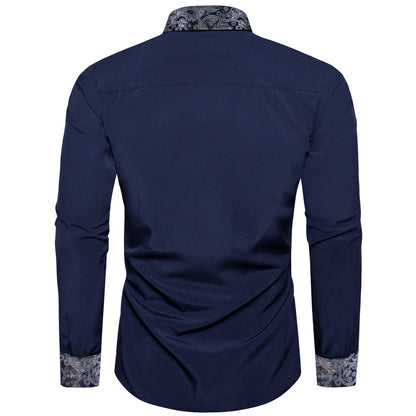 Blue Shirt With Paisley Accent shirt    - Sophisticated Gentlemen