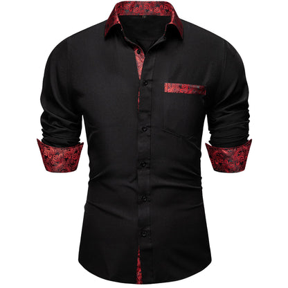 Red Paisley Edge Dress Shirt shirt    - Sophisticated Gentlemen