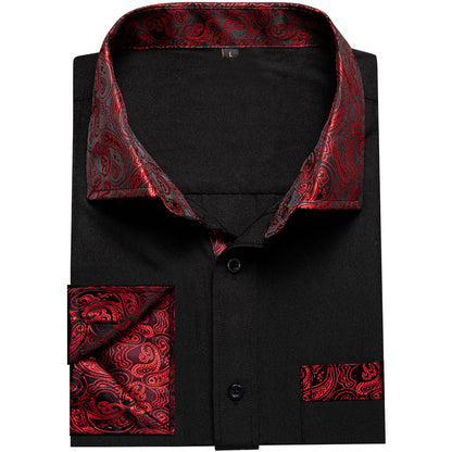 Red Paisley Edge Dress Shirt shirt    - Sophisticated Gentlemen