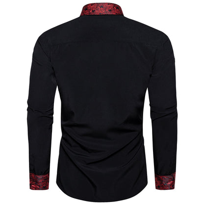 Red Paisley Edge Dress Shirt shirt    - Sophisticated Gentlemen