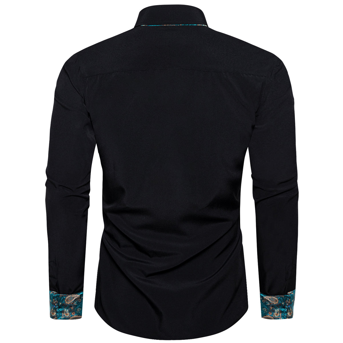 Black Dress Shirt With Gold Paisley Accent shirt    - Sophisticated Gentlemen
