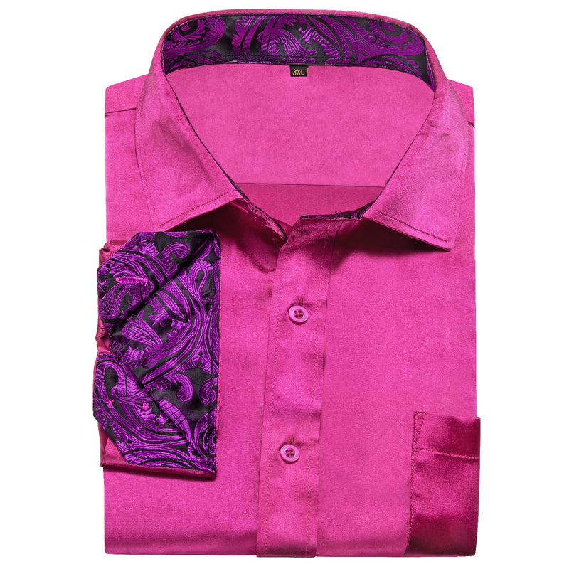 Rose Red With Purple Paisley Edge Dress Shirt shirt    - Sophisticated Gentlemen