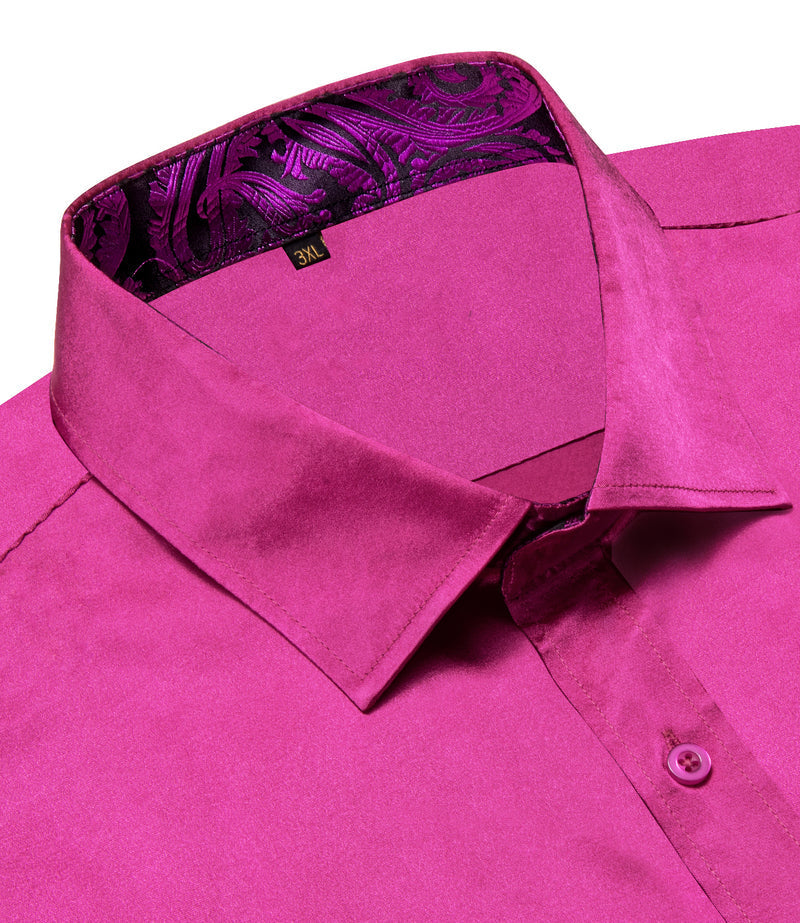 Rose Red With Purple Paisley Edge Dress Shirt shirt    - Sophisticated Gentlemen