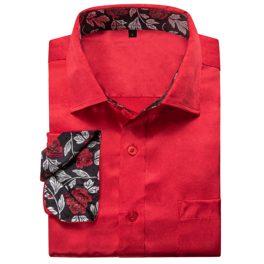 Red With Black Floral Edge Dress Shirt shirt    - Sophisticated Gentlemen