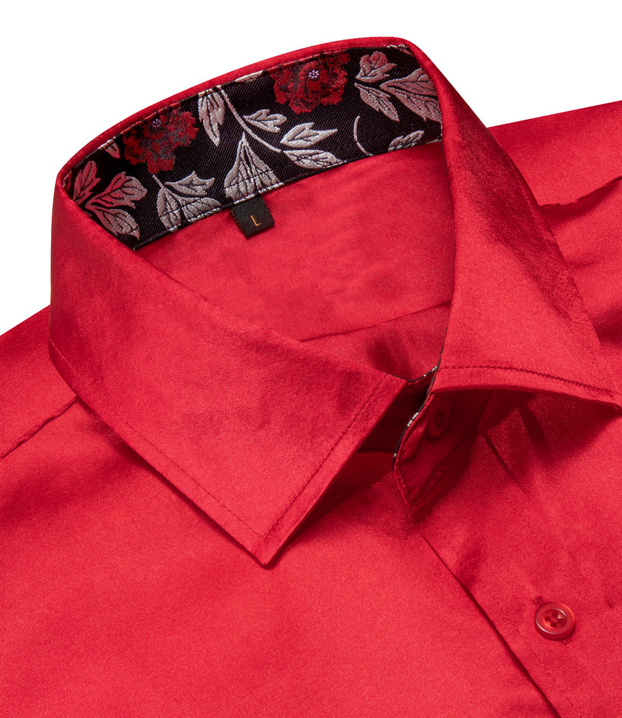 Red With Black Floral Edge Dress Shirt shirt    - Sophisticated Gentlemen