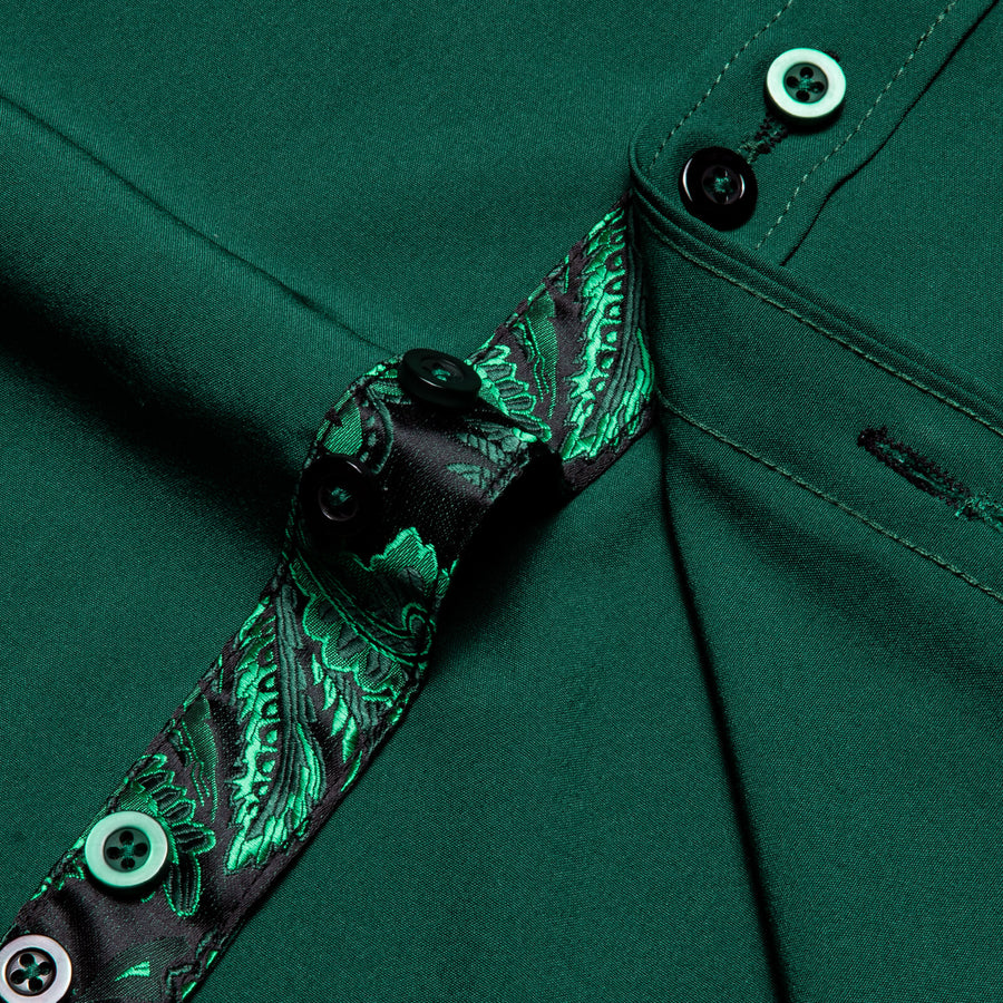 Sapphire Pine Green Solid Silk Dress Shirt shirt    - Sophisticated Gentlemen