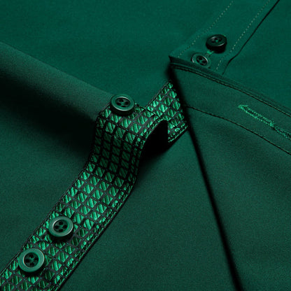 Sea Green Solid Splicing Silk Dress Shirt shirt    - Sophisticated Gentlemen