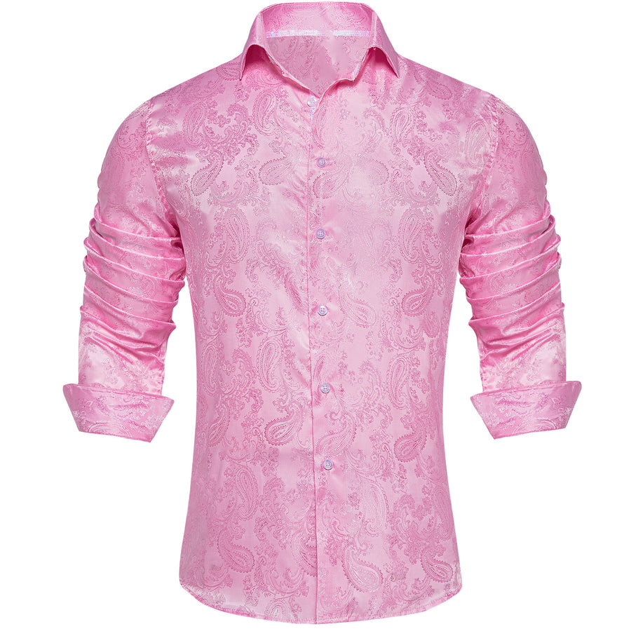 Light Pink Paisley Men's Dress Shirt shirt S   - Sophisticated Gentlemen