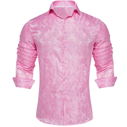 Light Pink Paisley Men's Dress Shirt shirt S   - Sophisticated Gentlemen