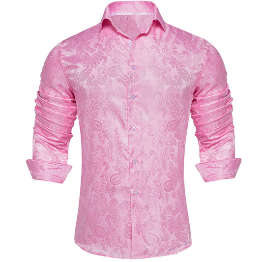 Light Pink Paisley Men's Dress Shirt shirt S   - Sophisticated Gentlemen