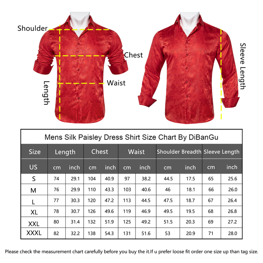 Bright Red Paisley Style Silk Dress Shirt shirt    - Sophisticated Gentlemen
