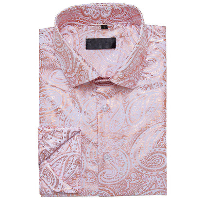 Pink Orange White Paisley Flower Dress Shirt shirt    - Sophisticated Gentlemen