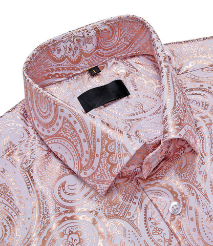 Pink Orange White Paisley Flower Dress Shirt shirt    - Sophisticated Gentlemen