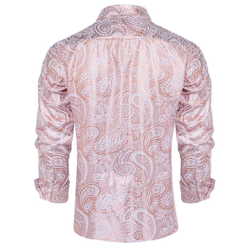 Pink Orange White Paisley Flower Dress Shirt shirt    - Sophisticated Gentlemen