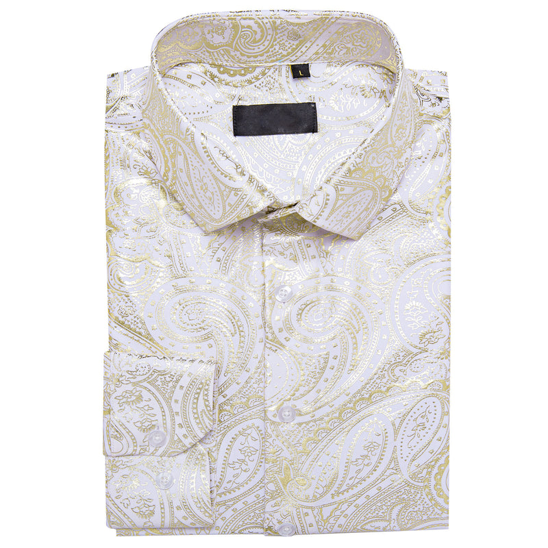 Yellow White Paisley Flower Dress Shirt shirt    - Sophisticated Gentlemen
