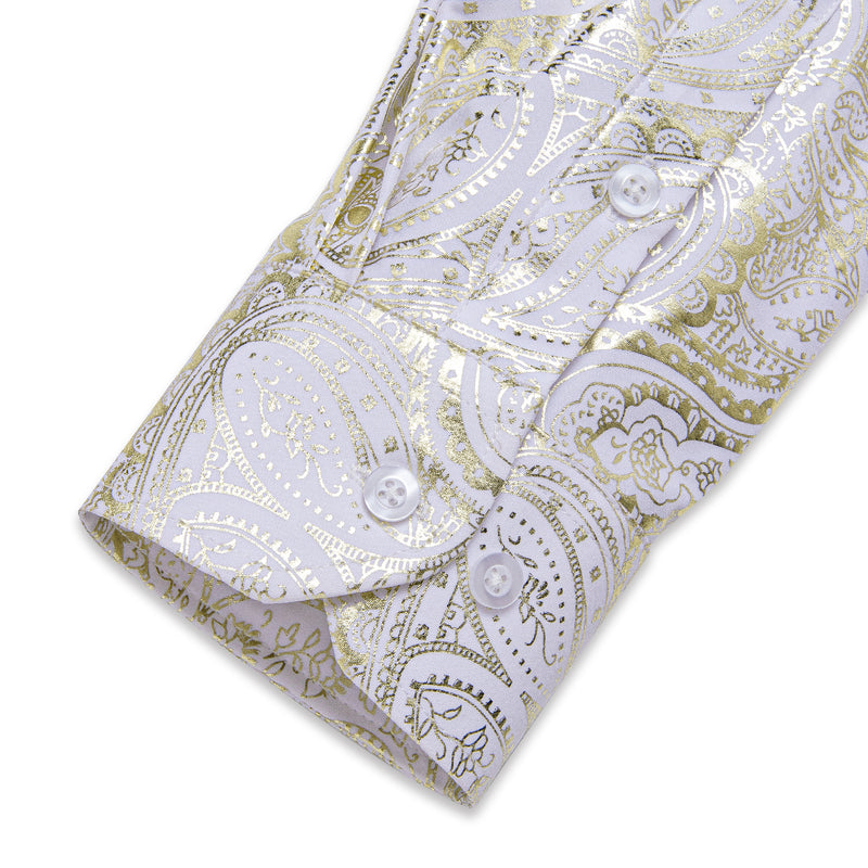 Yellow White Paisley Flower Dress Shirt shirt    - Sophisticated Gentlemen