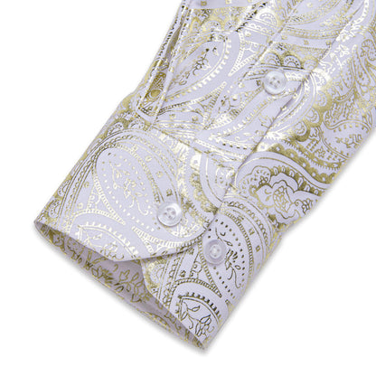 Yellow White Paisley Flower Dress Shirt shirt    - Sophisticated Gentlemen
