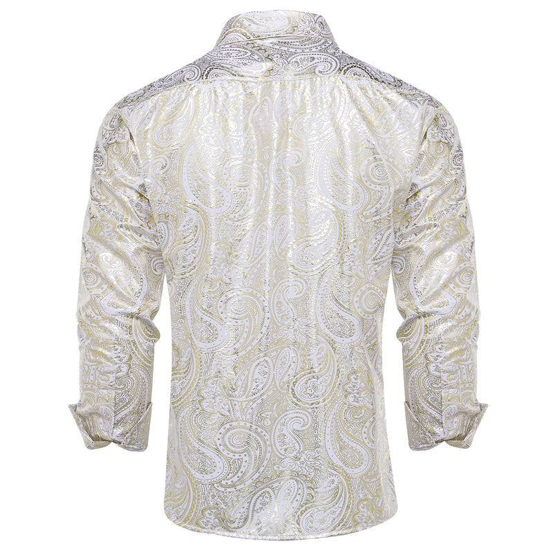 Yellow White Paisley Flower Dress Shirt shirt    - Sophisticated Gentlemen