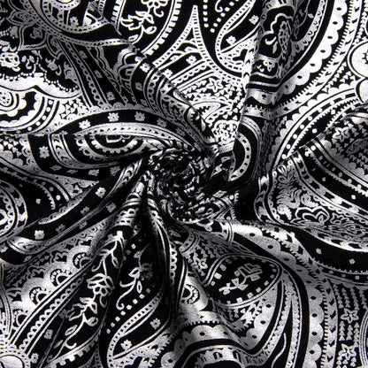 Silver Black Paisley Flower Dress Shirt shirt    - Sophisticated Gentlemen