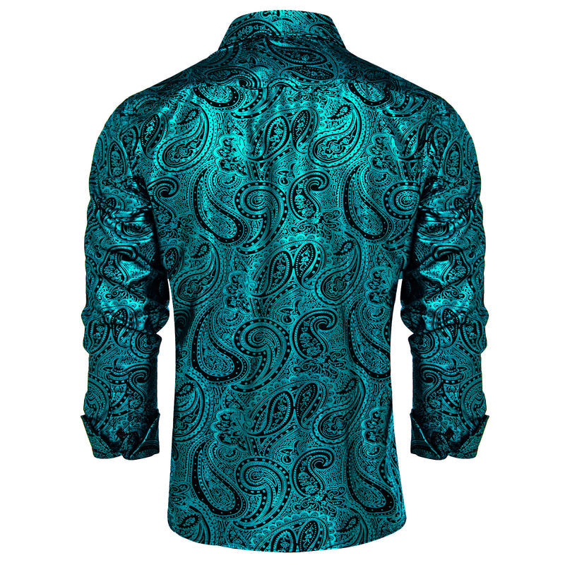 Teal Black Paisley Dress Shirt shirt    - Sophisticated Gentlemen