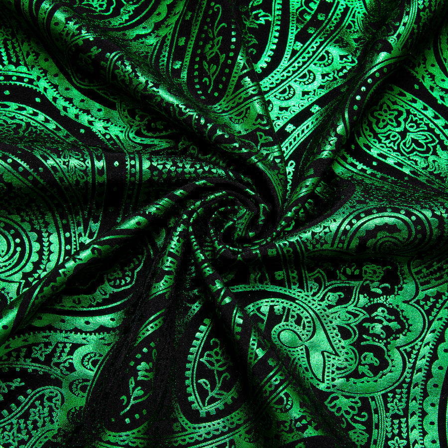 Emerald Green Black Paisley Flower Hot Stamping Dress Shirt shirt    - Sophisticated Gentlemen