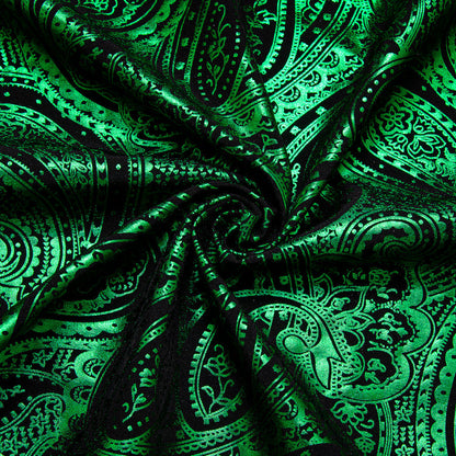 Emerald Green Black Paisley Flower Hot Stamping Dress Shirt shirt    - Sophisticated Gentlemen