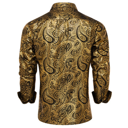 Golden Black Paisley Dress Shirt shirt    - Sophisticated Gentlemen