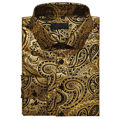 Golden Black Paisley Dress Shirt shirt    - Sophisticated Gentlemen