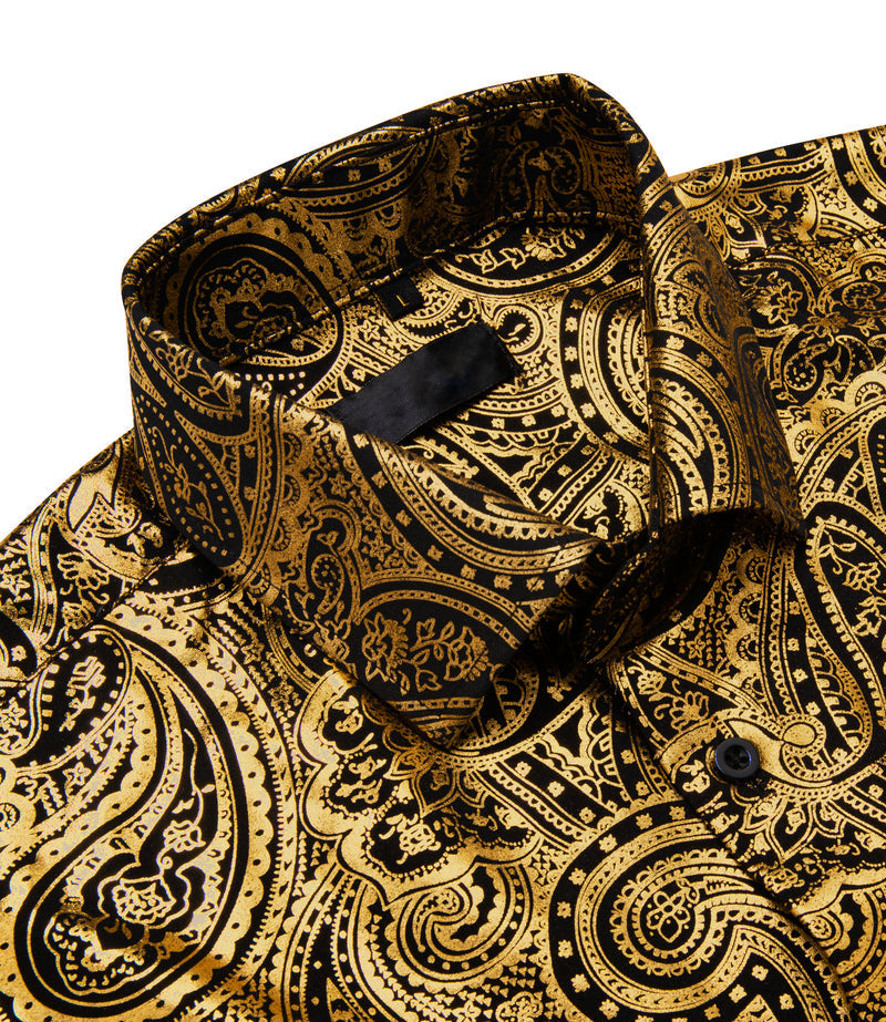 Golden Black Paisley Dress Shirt shirt    - Sophisticated Gentlemen