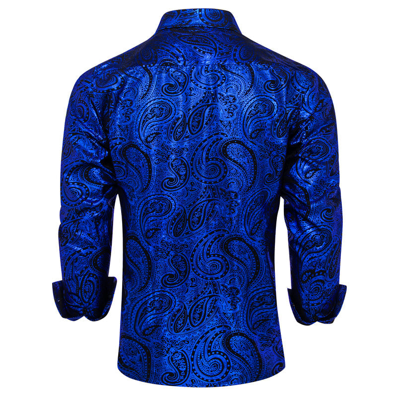 Klein Blue Black Paisley Dress Shirt shirt    - Sophisticated Gentlemen