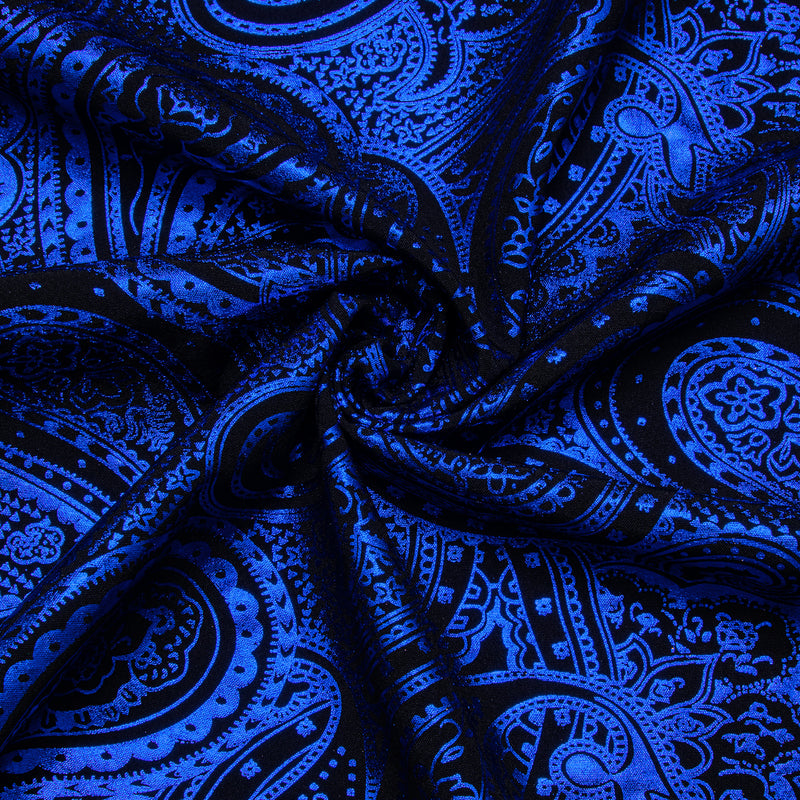 Klein Blue Black Paisley Dress Shirt shirt    - Sophisticated Gentlemen