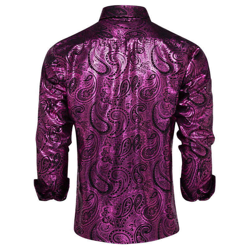 Purple Black Paisley Dress Shirt shirt    - Sophisticated Gentlemen